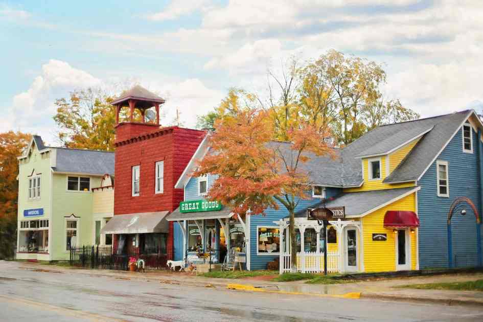 photograph of colorful buildings near a road