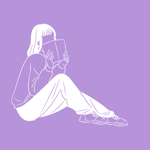 Illustration of a girl hiding half her face with a book